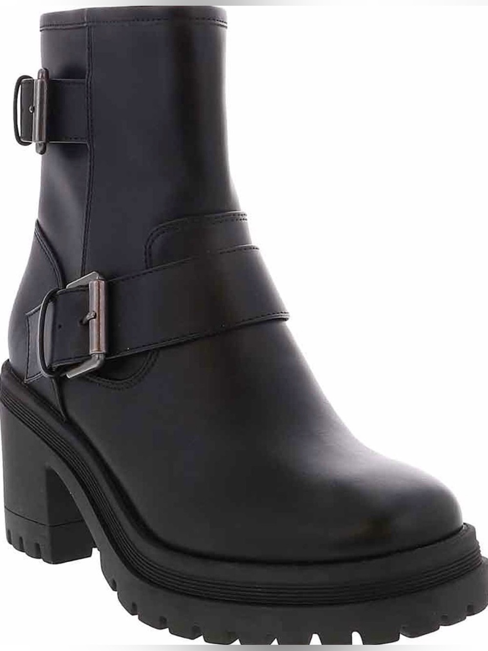 Esprit Della Womens Size 9 Combat Boots Faux Leather Chunky Black Boots New